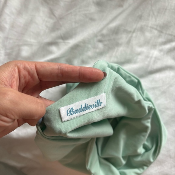 One shoulder crop tank top seafoam green - Picture 3 of 4